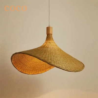 Lampe Suspendue LED Moderne en Rotin et Corde de Chanvre