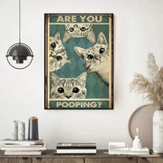 Vintage Funny Toilet Animals Poster