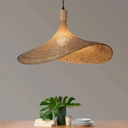 Lampe Suspendue LED Moderne en Rotin et Corde de Chanvre